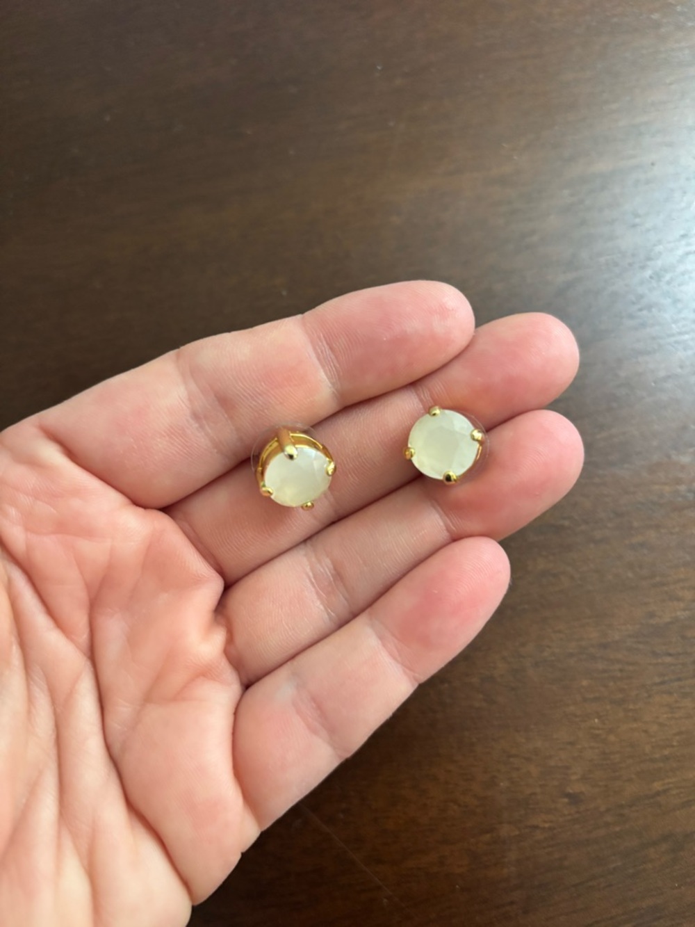 J. Crew Gold-Plated Stud Earrings with Cream Stones